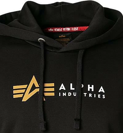 ALPHA INDUSTRIES Hoodie Alpha Label 118331/03 Baumwolle, Schwarz 5 ALPHA INDUSTRIES Hoodie Alpha Label 118331/03 Baumwolle, Schwarz – Bild 3