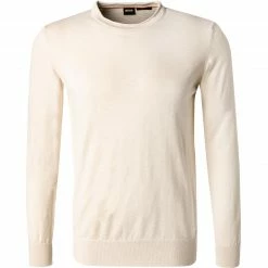 BOSS Pullover Kamnioda 50454925/131 Slim Fit, Baumwolle, Ecru meliert, Ecru
