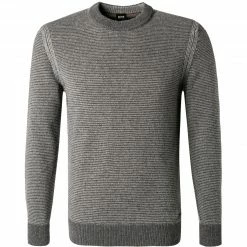 BOSS Pullover Kommodoro 50454944/039 Wolle, Grau gestreift, Mittelgrau