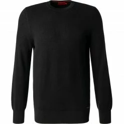 HUGO Pullover San Clemens 50457332/001 Bio Baumwolle, Schwarz
