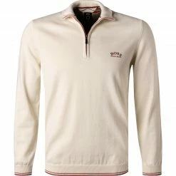 BOSS Pullover Zitom 50456100/131 Troyer, Baumwolle, Ecru