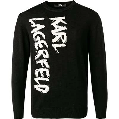 KARL LAGERFELD Pullover 655025/0/512399/990 Merinowolle, Schwarz-weiß, Schwarz 4 KARL LAGERFELD Pullover 655025/0/512399/990 Merinowolle, Schwarz-weiß, Schwarz – Bild 2
