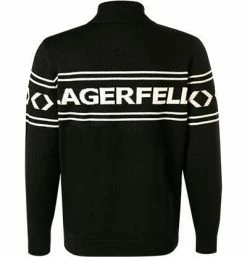 KARL LAGERFELD Pullover 655027/0/512399/990 Rollkragenpullover, Merinowolle, Schwarz-weiß, Schwarz -striangebote 374794 norm2