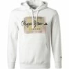 Pepe Jeans Hoodie Inaki PM582047/800 Regular Fit, Baumwolle, Weiß