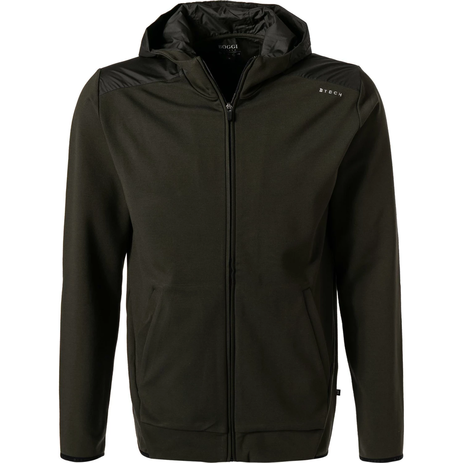 BOGGI MILANO Sweatjacke BO21A0145/01 Regular Fit, Mikrofaser, Militärgrün 3 BOGGI MILANO Sweatjacke BO21A0145/01 Regular Fit, Mikrofaser, Militärgrün