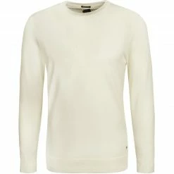 Strellson Pullover Marek 30027986/052 Merinowolle extrafein, Wollweiß