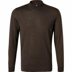 Strellson Pullover Marek 30027988/251 Stehkragenpullover, Merinowolle extrafein, Dunkelbraun