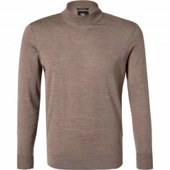 Strellson Pullover Marek 30027988/261 Stehkragenpullover, Merinowolle extrafein, Taupe