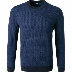 BOSS Pullover Nettuno 50457735/404 Schurwolle, Dunkelblau gemustert, Dunkelblau