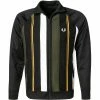 Fred Perry Strickjacke J2526/102 Cardigan, Baumwolle, Schwarz-grün gestreift, Schwarz -striangebote 377089 master