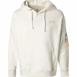 ALPHA INDUSTRIES Hoodie Organics OS 118349/626 Bio Baumwolle, Wollweiß, Weiß