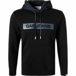 GAS Hoodie 552517 185006/0200 Bio Baumwolle, Schwarz