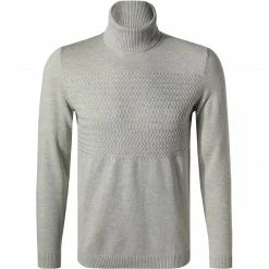 HUGO Pullover Siseono 50456007/107 Rollkragenpullover, Schurwolle, Kitt meliert, Kitt