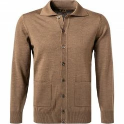 Stenströms Cardigan 420102/1355/254 Merinowolle waschbar, Nussbraun meliert, Nussbraun