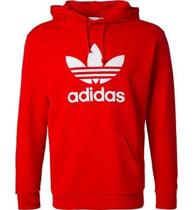 adidas ORIGINALS Trefoil Hoody red-white H06668 Hoodie, Baumwolle, Rot 4 adidas ORIGINALS Trefoil Hoody red-white H06668 Hoodie, Baumwolle, Rot – Bild 2