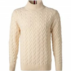 Tommy Hilfiger Pullover MW0MW19578/YBI Stehkragenpullover, Wolle, Ecru