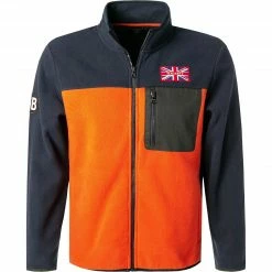 HACKETT Sweatjacke HM580931/5DE Fleecejacke, Classic Fit, Mikrofaser, Navy-orange, Navy-orange-grün