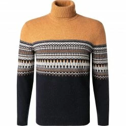 HACKETT Pullover HM702723/8CU Rollkragenpullover, Merinowolle, Camel-navy, Camel-navy-weiß