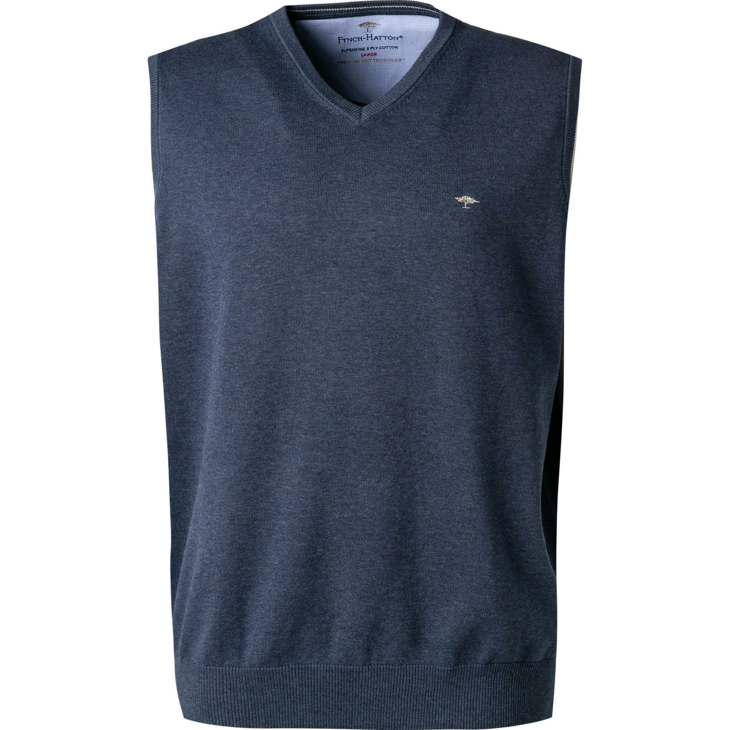 Fynch-Hatton Pullover 1221 214/680 Pullunder, Baumwolle, Nachtblau meliert, Nachtblau 3 Fynch-Hatton Pullover 1221 214/680 Pullunder, Baumwolle, Nachtblau meliert, Nachtblau