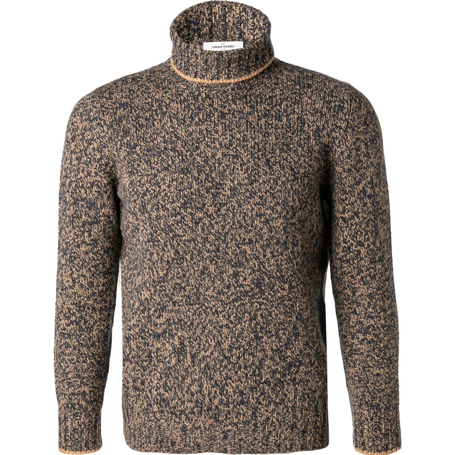Gran Sasso Rolli 10182/25701/711 Rollkragenpullover, Schurwolle, Beige-blau meliert, Beige 3 Gran Sasso Rolli 10182/25701/711 Rollkragenpullover, Schurwolle, Beige-blau meliert, Beige