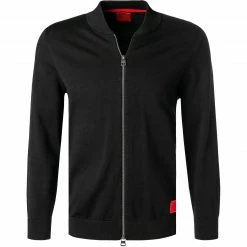 HUGO Sweatjacke San Jaque 50455984/001 Strickjacke, Baumwolle, Schwarz