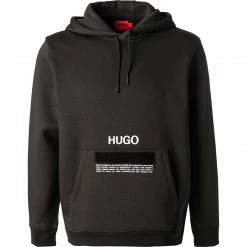 HUGO Hoodie Devertree 50458329/001 Bio Baumwolle, Schwarz