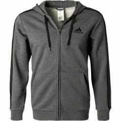 adidas ORIGINALS M 3S FL FZ grey HB0042 Sweatjacke, Baumwolle, Grau meliert