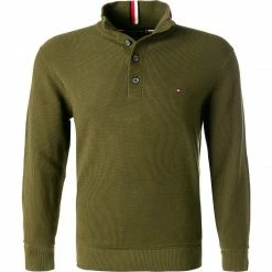 Tommy Hilfiger Pullover MW0MW19535/GYY Troyer, Bio Baumwolle, Jägergrün