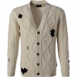 BOB Cardigan MANFRED R000112/panna Strickcardigan, Wolle-Alpaka, Ecru