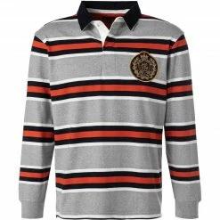 Gant Rugbyshirt 2005068/93 Baumwoll-Jersey, Grau-navy gestreift, Grau-navy-orange