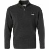 LACOSTE Pullover AH1953/EL6 Troyer, Classic Fit, Wolle, Anthrazit meliert, Anthrazit