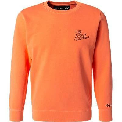 Replay Sweatshirt M3519.000.22738D/649 Baumwolle, Neonorange 4 Replay Sweatshirt M3519.000.22738D/649 Baumwolle, Neonorange – Bild 2