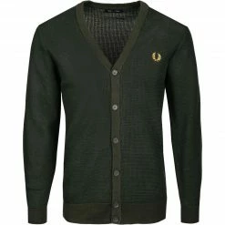 Fred Perry Cardigan K2550/408 Baumwolle, Jägergrün