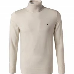 Tommy Hilfiger Pullover MW0MW16527/YBI Rollkragenpullover, Merinowolle waschbar, Ecru