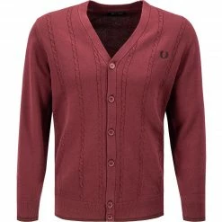 Fred Perry Cardigan K2553/472 Baumwolle, Aubergine