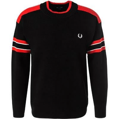 Fred Perry Pullover K2802/102 Wolle, Schwarz 4 Fred Perry Pullover K2802/102 Wolle, Schwarz – Bild 2