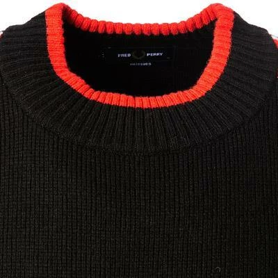 Fred Perry Pullover K2802/102 Wolle, Schwarz 5 Fred Perry Pullover K2802/102 Wolle, Schwarz – Bild 3