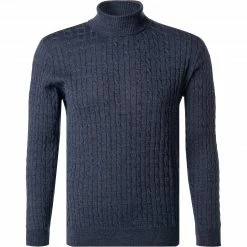 Stenströms Pullover 420126/1355/170 Rollkragenpullover, Merinowolle, Indigo meliert, Indigo