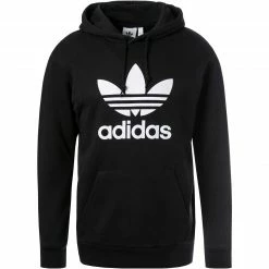 adidas ORIGINALS Trefoil Hoodie black-white H06667 Baumwolle, Schwarz