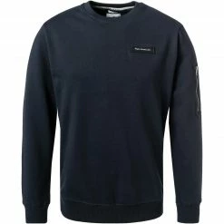 Pepe Jeans Pullover Devon PM582085/594 Sweatshirt, Regular Fit, Baumwolle gesteppter Rücken, Schwarz, Nachtblau