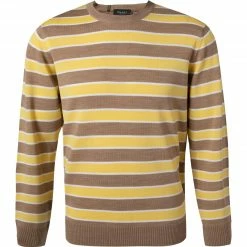 Maerz Pullover 495201/150 Merinowolle, Haselnuss-maisgelb gestreift , Haselnuss-maisgelb