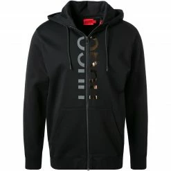 HUGO Sweatjacke Dellar 50461612/001 Baumwolle, Schwarz