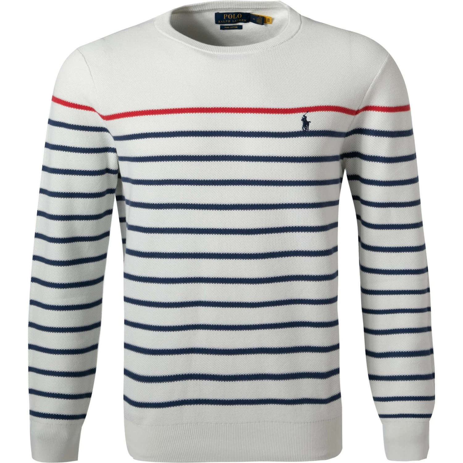 Polo Ralph Lauren Pullover 710857758/001 Pima Baumwolle, Weiß gestreift, Weiß 3 Polo Ralph Lauren Pullover 710857758/001 Pima Baumwolle, Weiß gestreift, Weiß