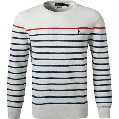 Polo Ralph Lauren Pullover 710857758/001 Pima Baumwolle, Weiß gestreift, Weiß 4 Polo Ralph Lauren Pullover 710857758/001 Pima Baumwolle, Weiß gestreift, Weiß – Bild 2