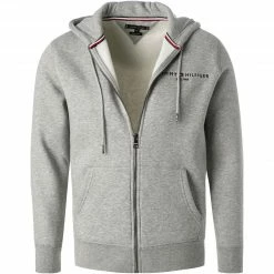 Tommy Hilfiger Sweatjacke MW0MW22197/P01 Bio Baumwolle, Hellgrau meliert, Hellgrau