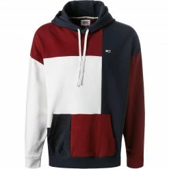 TOMMY JEANS Hoodie DM0DM12349/C87 Bio Baumwolle, Navy-weiß, Navy-weiß-bordeaux