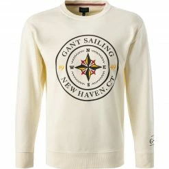 Gant Sweatshirt 2036013/113 Baumwolle, Ecru