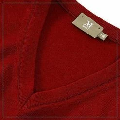 Maerz V-Pullover 490400/495 Merinowolle, Bordeaux, Dunkelrot